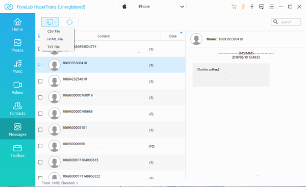 iPhone SMS exportieren