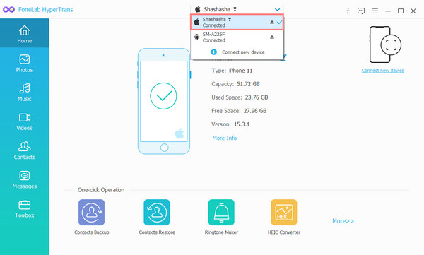 seleccione su dispositivo iPhone como la fuente del dispositivo