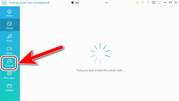 Click the Contacts option