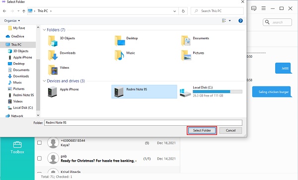 select a folder