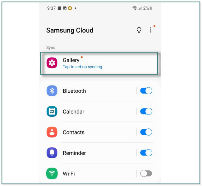 typ danych, które można zsynchronizować z Samsung Cloud