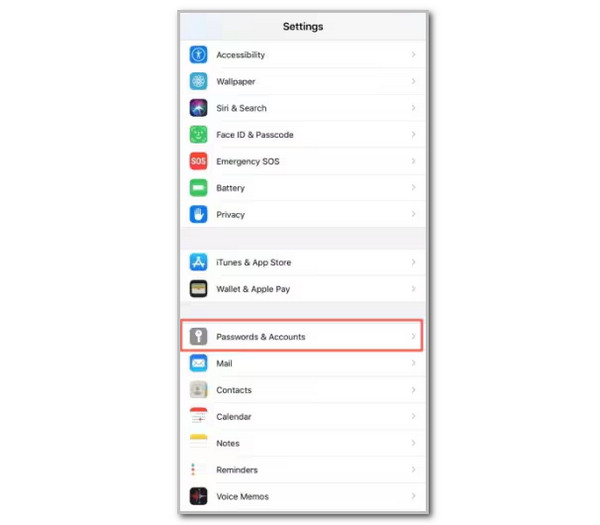 Tap Passwords And Accounts Button