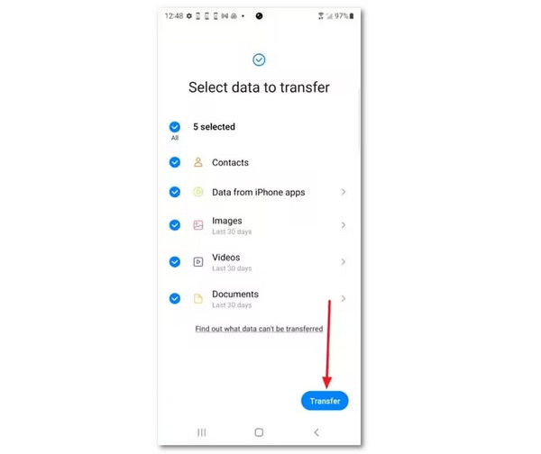 Tap Transfer Button