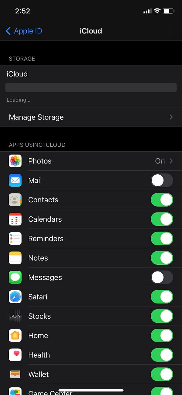 icloud przełącz kontakt