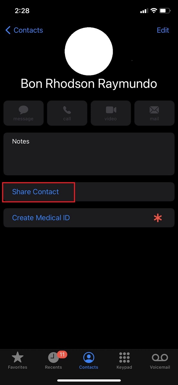 share contact