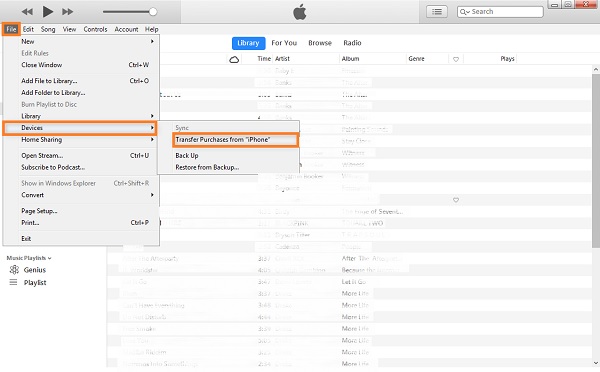 Send Music from iPhone to Android with iTunes