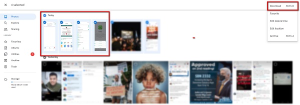 laptop google photo select and download