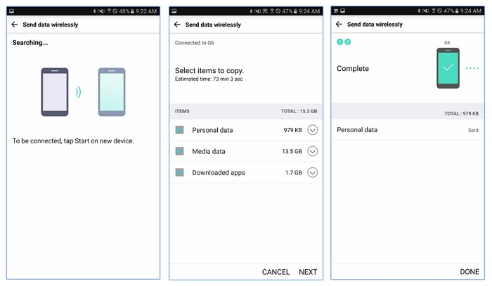 Transferring data from LG to LG phone