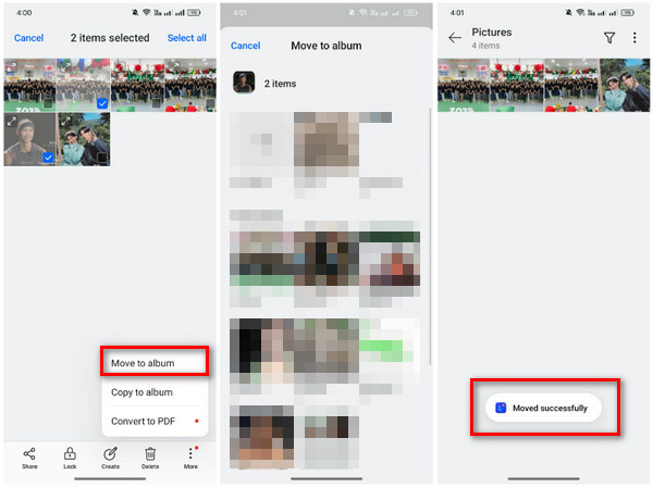Tap Move To Album Button