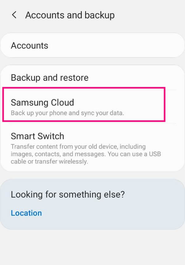 kattintson a Samsung Cloud fülre