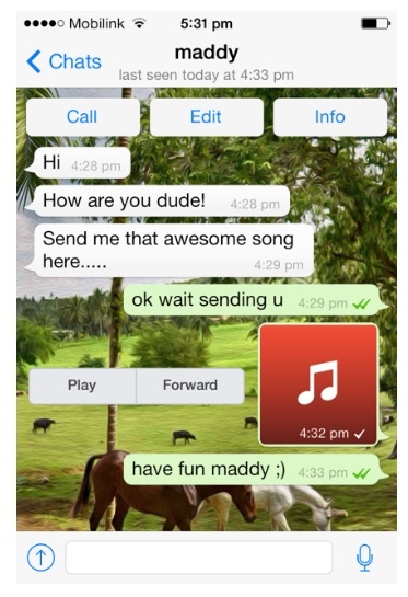 Envoyer de la musique de l'iPhone à Android via WhatsApp