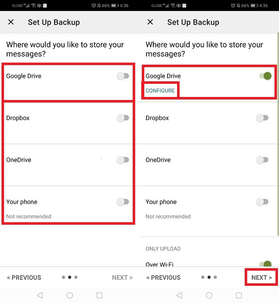 backup and restore configure