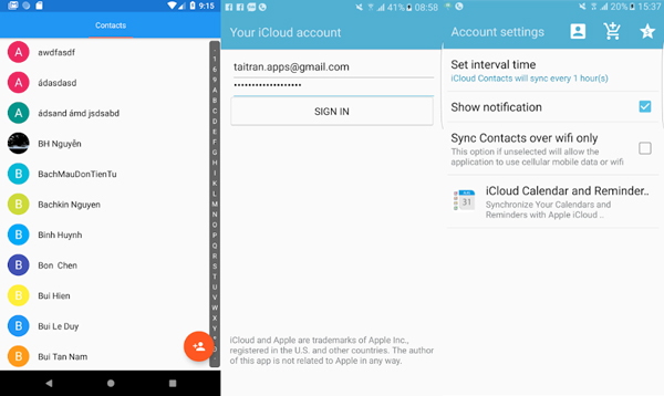 sync cloud contacts on android