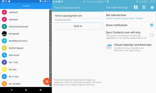 sincronizzare i contatti cloud su Android