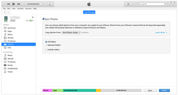 sync photos to ipad with itunes