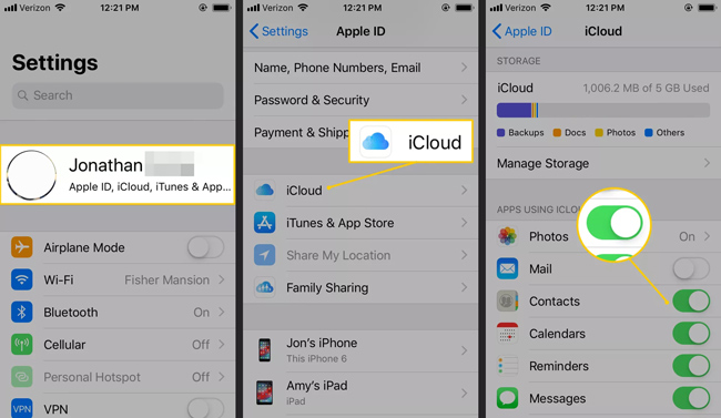 transfer contact from iphone to iphone