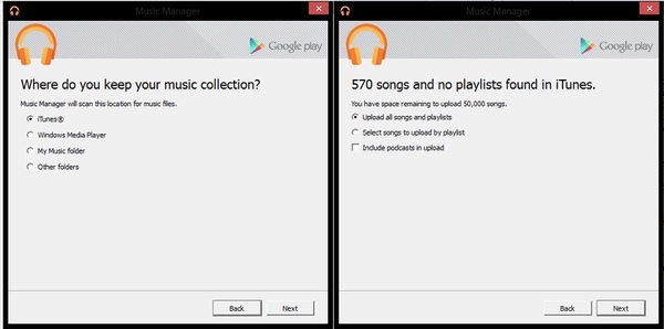 Trasferisci iTunes Music su Android usando Google Play Music
