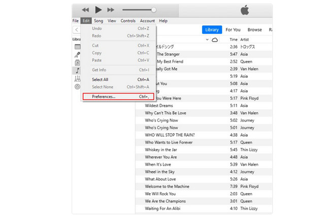 choose edit button on itunes