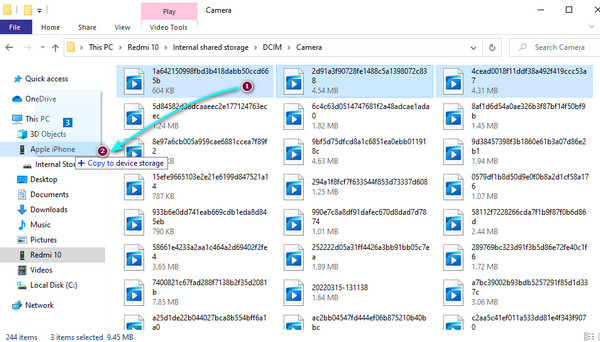 Comparta videos de Android a iPhone a través de un cable USB