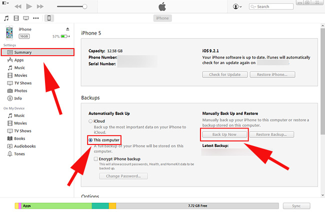 How to Backup iPhone with iTunes