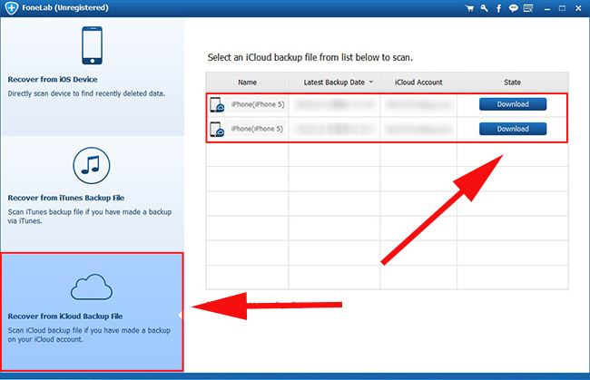 Recover from iCloud Backup File