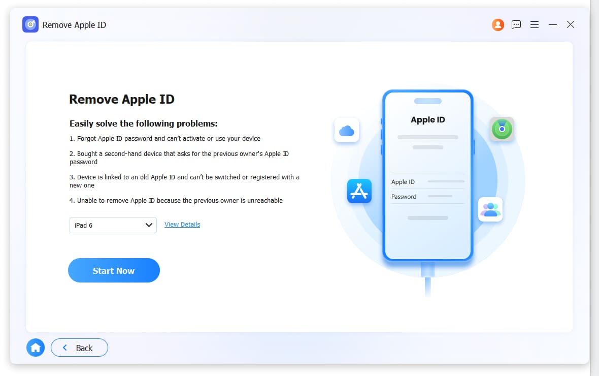 click start now remove apple id