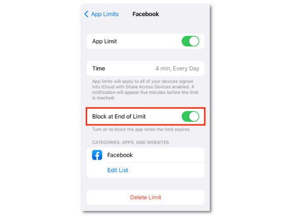 Tap Block At End Of Limit Button