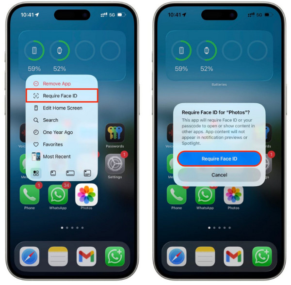 Tap Require Face Id Button