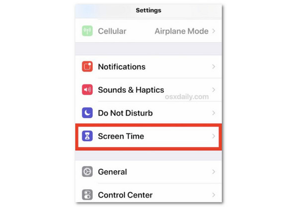 Tap Screen Time Button