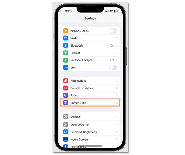 Tap Screen Time Button