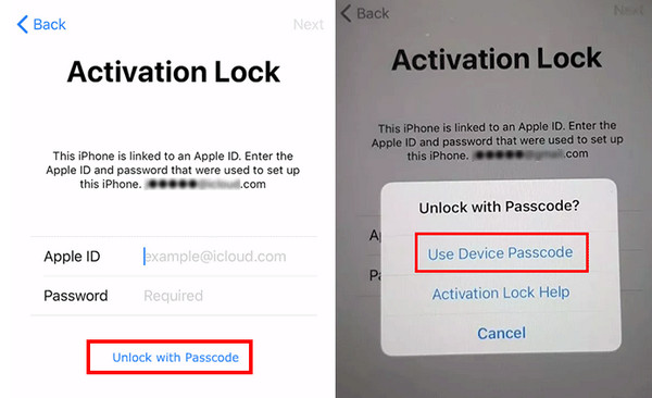 Tap Use Device Passcode Button