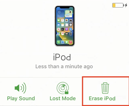 erase ipod on icloud