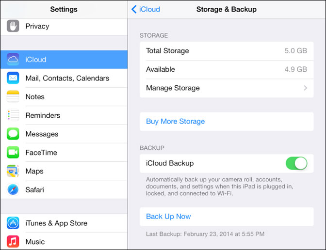 Comment sauvegarder iPad icloud backup