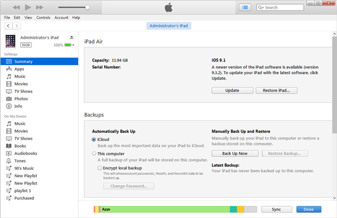 Πώς να κάνετε backup iPad στο iCloud μέσω του iTunes