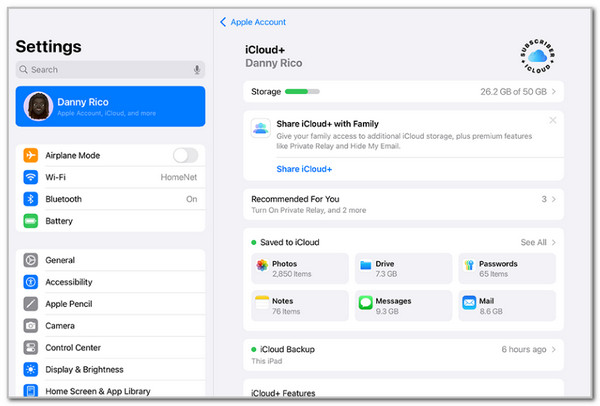 Click iCloud Backup Button