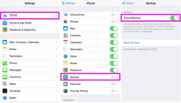 iPhone App Data Backup az iCloud segítségével