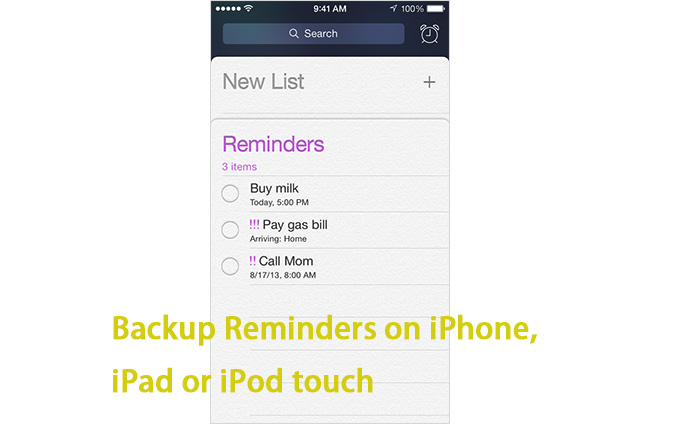 Promemoria per iPhone di backup