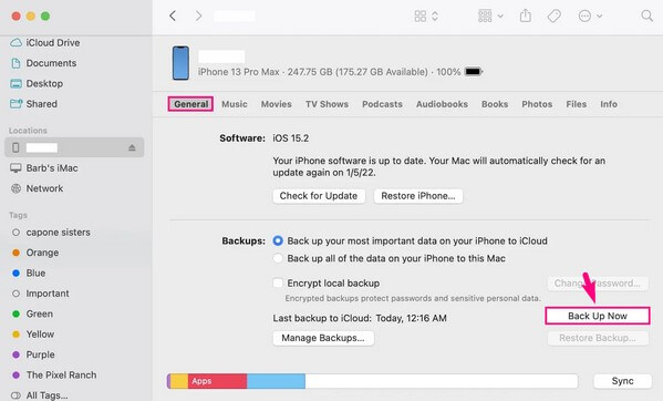 Az iPhone Safari könyvjelzők biztonsági mentése a Finder segítségével
