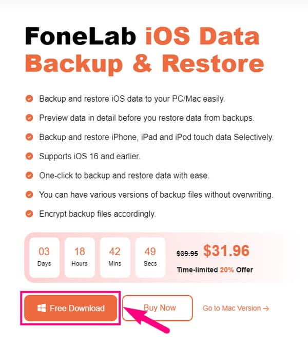 Веб-сайт FoneLab для резервного копирования и восстановления данных iOS