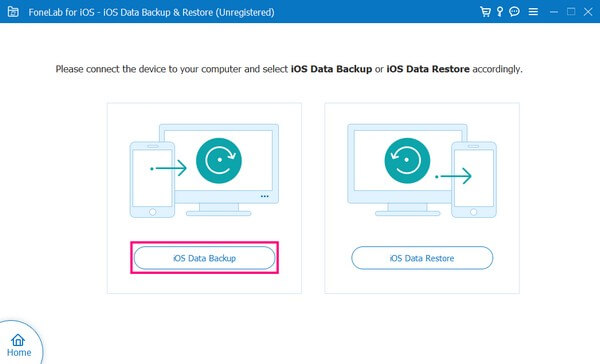 выберите кнопку резервного копирования данных iOS