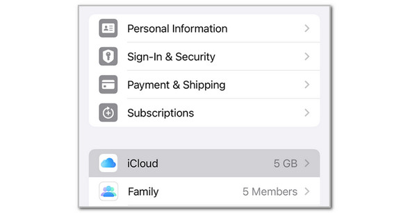 Tap iCloud Button