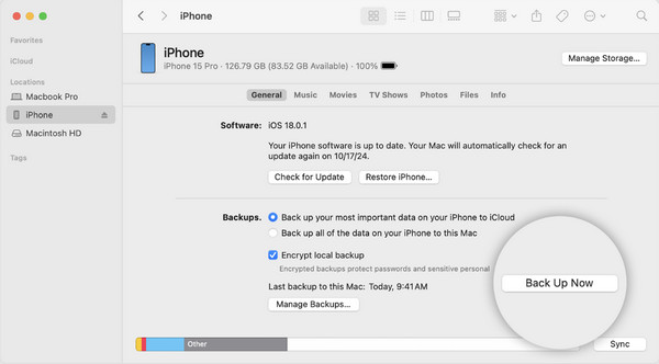 Backup iPhone Using Finder