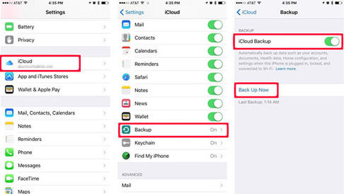 Maak een back-up van de iPhone naar iCloud