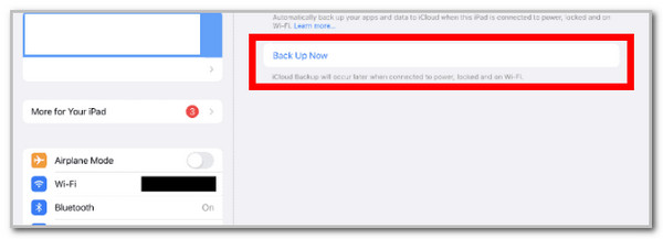 Tap Back Up Now Button