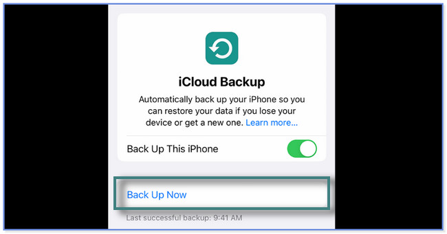 tocca il pulsante Esegui backup adesso