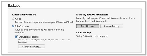 Click Back Up Now Button