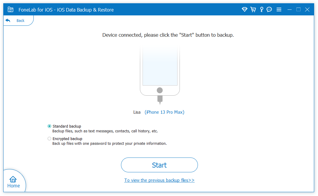 Choose Backup mode