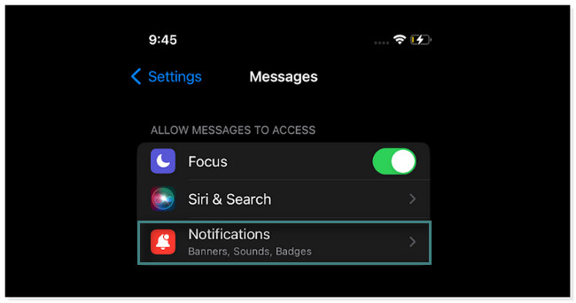 Locate the Allow Messages to Access button