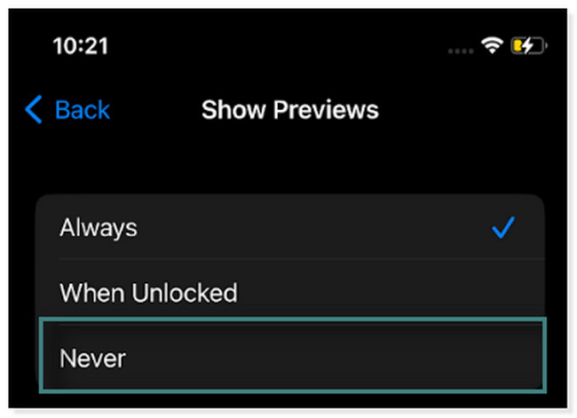 tap the Never button not to let the apps access