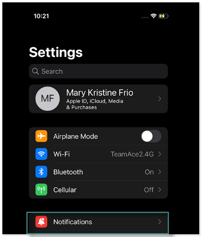 look for the Notification icon